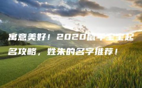 寓意美好！2020鼠年宝宝起名攻略，姓朱的名字推荐！