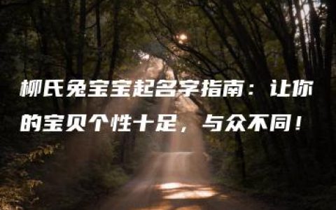 柳氏兔宝宝起名字指南：让你的宝贝个性十足，与众不同！