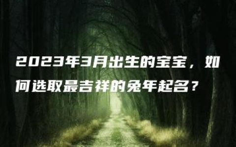 2023年3月出生的宝宝，如何选取最吉祥的兔年起名？