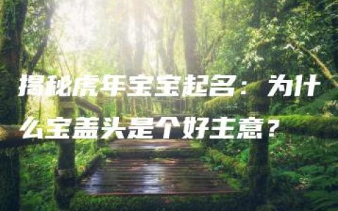 揭秘虎年宝宝起名：为什么宝盖头是个好主意？