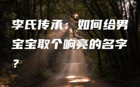 李氏传承：如何给男宝宝取个响亮的名字？