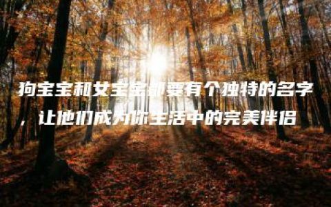 狗宝宝和女宝宝都要有个独特的名字，让他们成为你生活中的完美伴侣