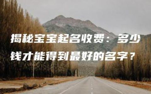 揭秘宝宝起名收费：多少钱才能得到最好的名字？