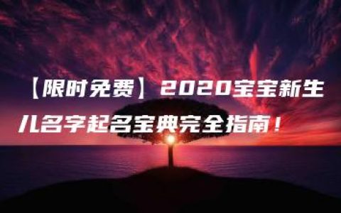 【限时免费】2020宝宝新生儿名字起名宝典完全指南！