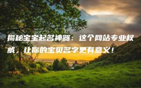 揭秘宝宝起名神器：这个网站专业权威，让你的宝贝名字更有意义！