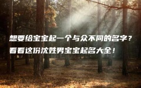 想要给宝宝起一个与众不同的名字？看看这份沈姓男宝宝起名大全！