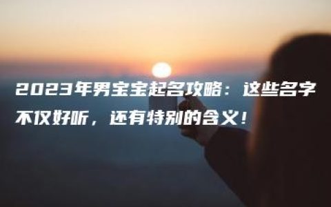 2023年男宝宝起名攻略：这些名字不仅好听，还有特别的含义！