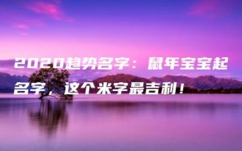 2020趋势名字：鼠年宝宝起名字，这个米字最吉利！