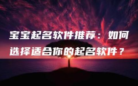 宝宝起名软件推荐：如何选择适合你的起名软件？