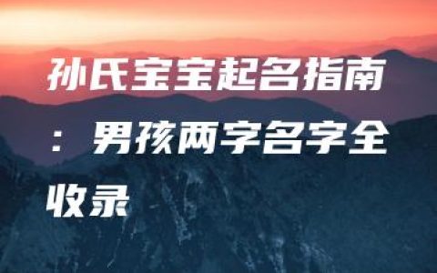 孙氏宝宝起名指南：男孩两字名字全收录