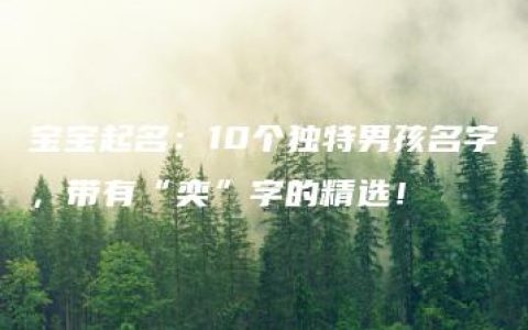 宝宝起名：10个独特男孩名字，带有“奕”字的精选！