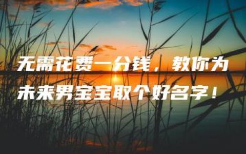 无需花费一分钱，教你为未来男宝宝取个好名字！