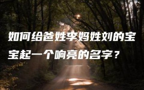 如何给爸姓李妈姓刘的宝宝起一个响亮的名字？