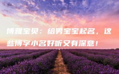 博雅宝贝：给男宝宝起名，这些博字小名好听又有深意！