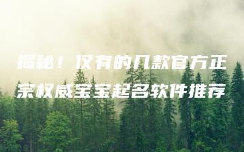 揭秘！仅有的几款官方正宗权威宝宝起名软件推荐