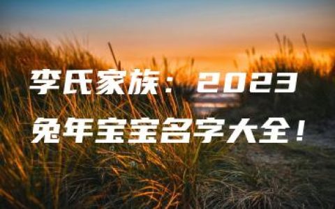 李氏家族：2023兔年宝宝名字大全！