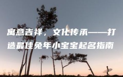 寓意吉祥，文化传承——打造最佳兔年小宝宝起名指南