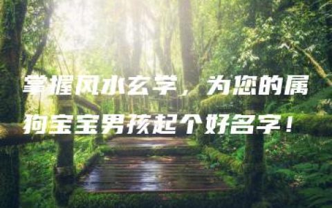 掌握风水玄学，为您的属狗宝宝男孩起个好名字！