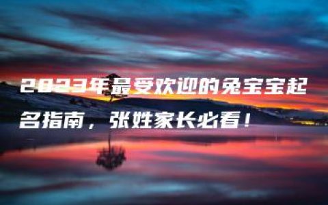 2023年最受欢迎的兔宝宝起名指南，张姓家长必看！