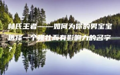 林氏王者——如何为你的男宝宝选择一个强壮而有影响力的名字？