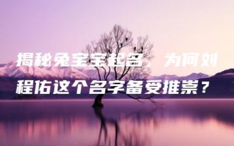 揭秘兔宝宝起名，为何刘程佑这个名字备受推崇？