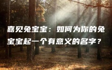 嘉见兔宝宝：如何为你的兔宝宝起一个有意义的名字？