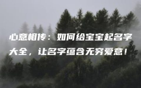 心意相传：如何给宝宝起名字大全，让名字蕴含无穷爱意！