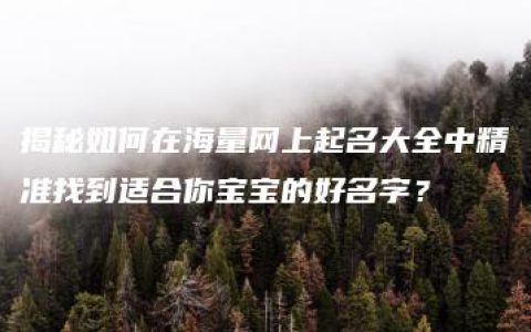 揭秘如何在海量网上起名大全中精准找到适合你宝宝的好名字？