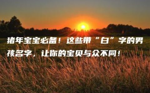 猪年宝宝必备！这些带“白”字的男孩名字，让你的宝贝与众不同！