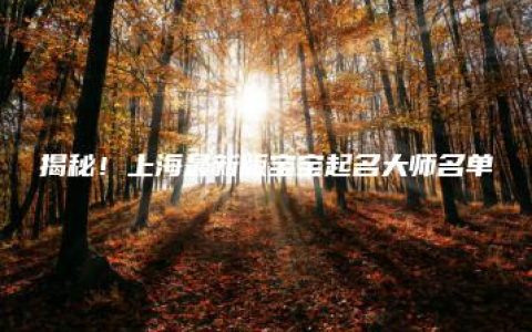 揭秘！上海最新版宝宝起名大师名单