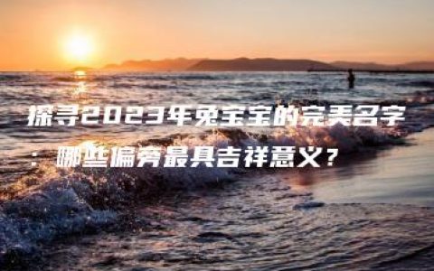 探寻2023年兔宝宝的完美名字：哪些偏旁最具吉祥意义？