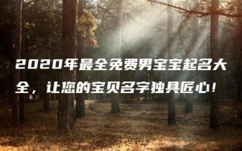 2020年最全免费男宝宝起名大全，让您的宝贝名字独具匠心！