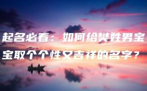 起名必看：如何给樊姓男宝宝取个个性又吉祥的名字？