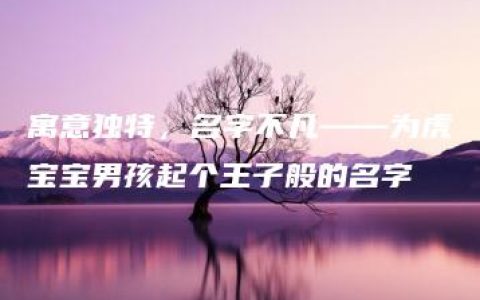 寓意独特，名字不凡——为虎宝宝男孩起个王子般的名字