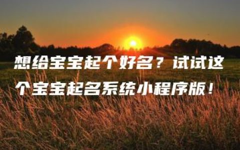 想给宝宝起个好名？试试这个宝宝起名系统小程序版！