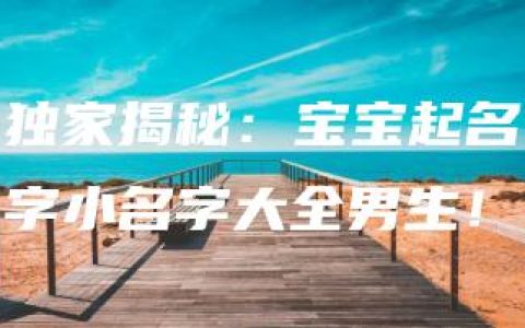 独家揭秘：宝宝起名字小名字大全男生！