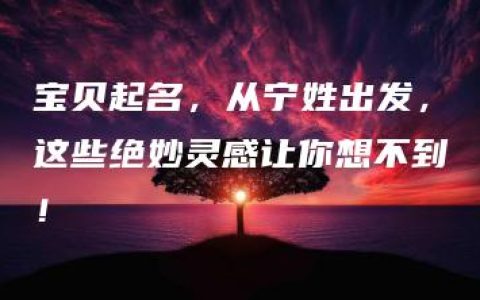 宝贝起名，从宁姓出发，这些绝妙灵感让你想不到！