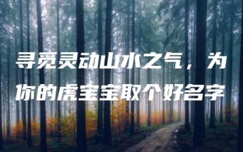 寻觅灵动山水之气，为你的虎宝宝取个好名字