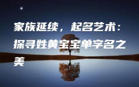 家族延续，起名艺术：探寻姓黄宝宝单字名之美