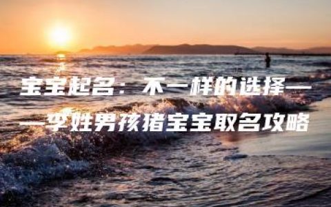 宝宝起名：不一样的选择——李姓男孩猪宝宝取名攻略