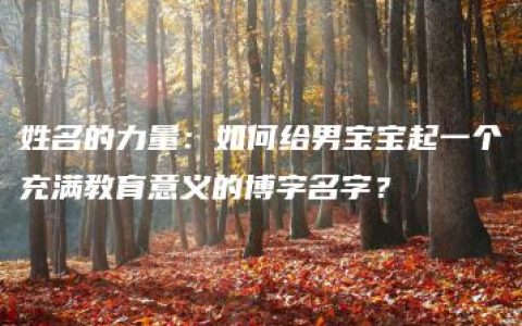 姓名的力量：如何给男宝宝起一个充满教育意义的博字名字？