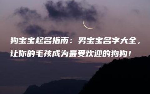 狗宝宝起名指南：男宝宝名字大全，让你的毛孩成为最受欢迎的狗狗！