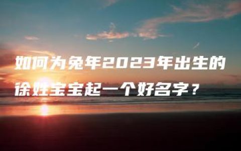 如何为兔年2023年出生的徐姓宝宝起一个好名字？