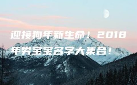 迎接狗年新生命！2018年男宝宝名字大集合！