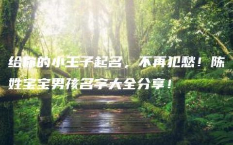 给你的小王子起名，不再犯愁！陈姓宝宝男孩名字大全分享！