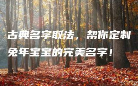 古典名字取法，帮你定制兔年宝宝的完美名字！