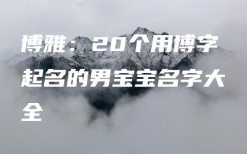 博雅：20个用博字起名的男宝宝名字大全