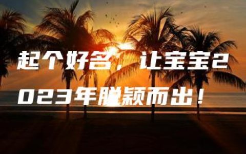 起个好名，让宝宝2023年脱颖而出！