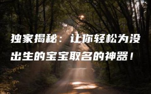 独家揭秘：让你轻松为没出生的宝宝取名的神器！