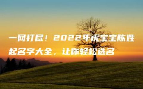 一网打尽！2022年虎宝宝陈姓起名字大全，让你轻松选名